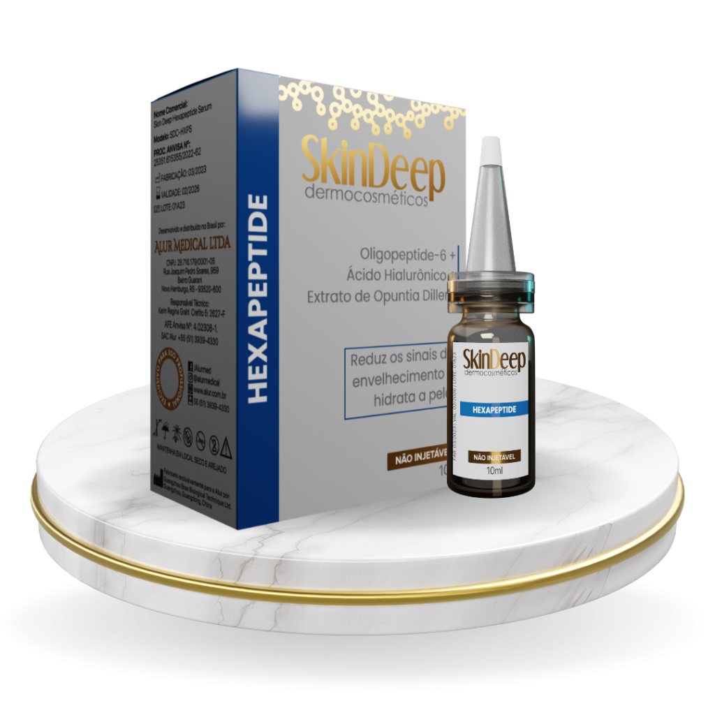 caixa com frasco do produto SkinDeep Hexapeptide