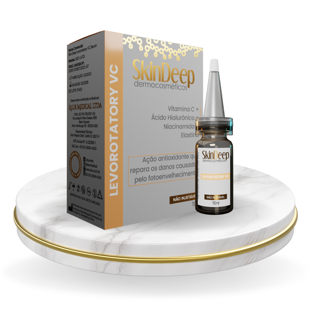 caixa com frasco do produto SkinDeep Levorotatory vc